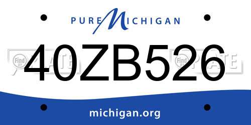 40ZB526 Michigan License Plate