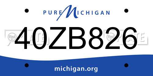40ZB826 Michigan License Plate