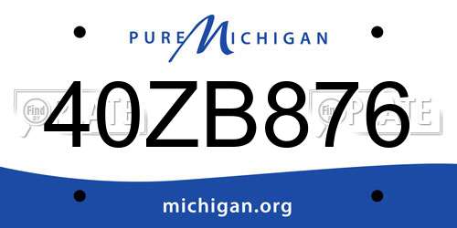 40ZB876 Michigan License Plate