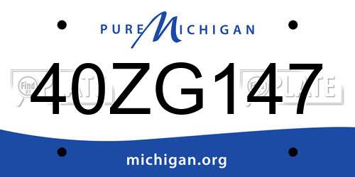 40ZG147 Michigan License Plate