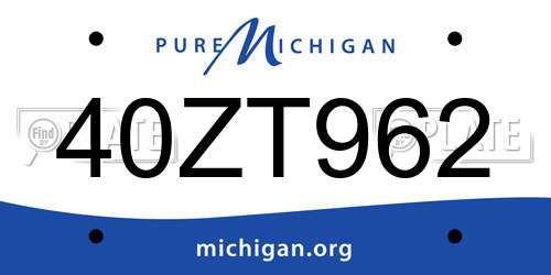 40ZT962 Michigan License Plate