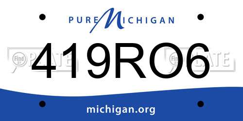 419RO6 Michigan License Plate