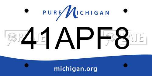 41APF8 Michigan License Plate
