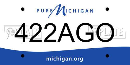 422AGO Michigan License Plate