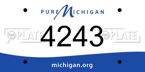 4243 Michigan License Plate