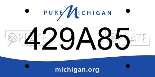 429A85 Michigan License Plate