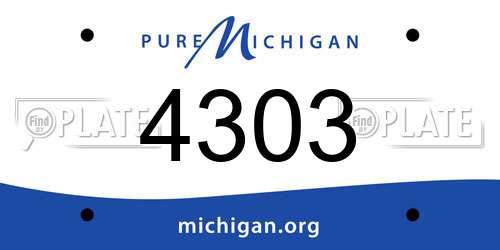 4303 Michigan License Plate