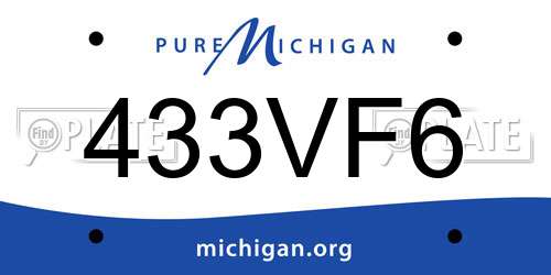 433VF6 Michigan License Plate