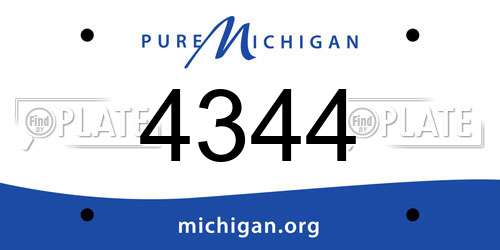4344 Michigan License Plate