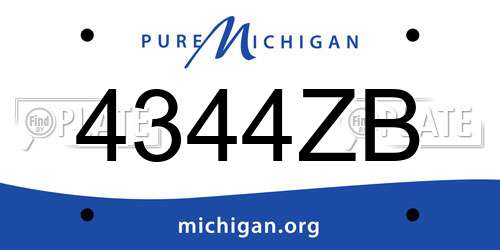 4344ZB Michigan License Plate