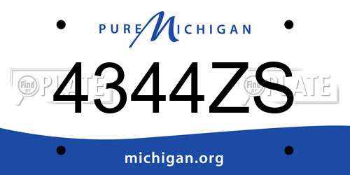 4344ZS Michigan License Plate