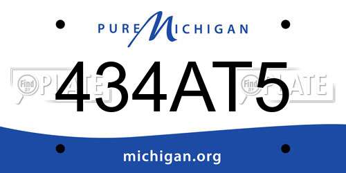 434AT5 Michigan License Plate