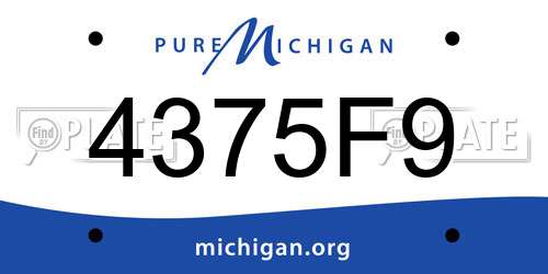 4375F9 Michigan License Plate