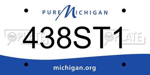 438ST1 Michigan License Plate