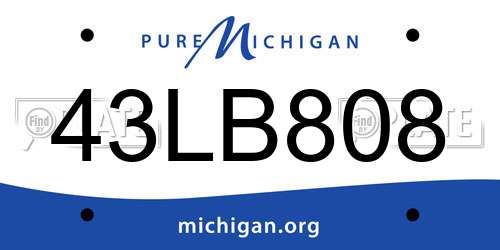 43LB808 Michigan License Plate