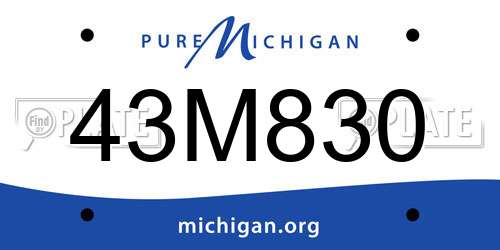 43M830 Michigan License Plate