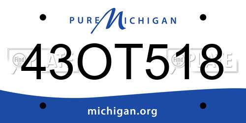 43OT518 Michigan License Plate