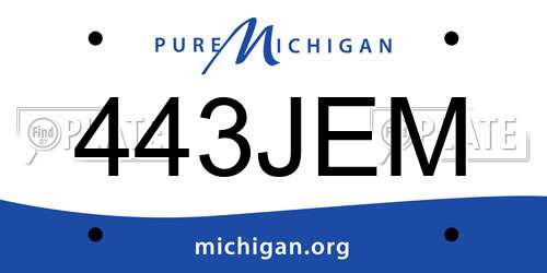 443JEM Michigan License Plate