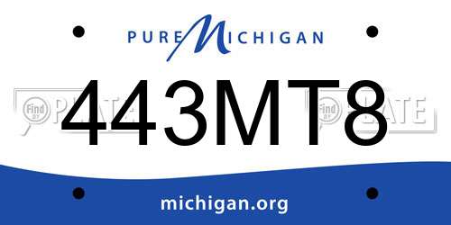 443MT8 Michigan License Plate