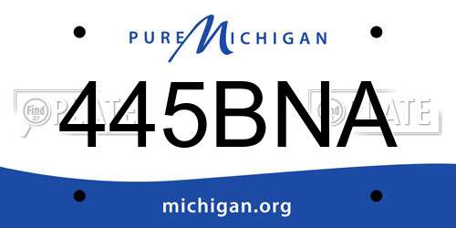 445BNA Michigan License Plate