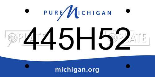 445H52 Michigan License Plate
