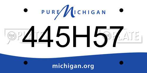 445H57 Michigan License Plate