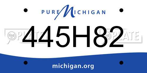 445H82 Michigan License Plate