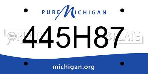 445H87 Michigan License Plate