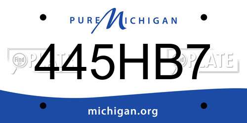 445HB7 Michigan License Plate