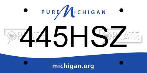 445HSZ Michigan License Plate