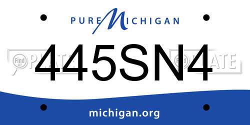 445SN4 Michigan License Plate