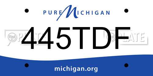 445TDF Michigan License Plate