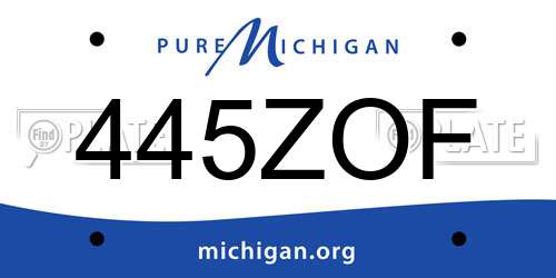 445ZOF Michigan License Plate
