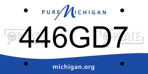 446GD7 Michigan License Plate