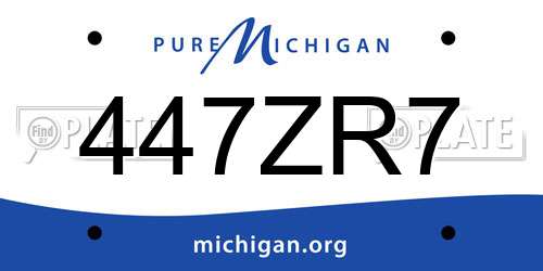 447ZR7 Michigan License Plate