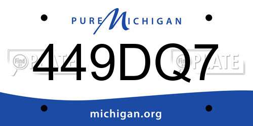 449DQ7 Michigan License Plate