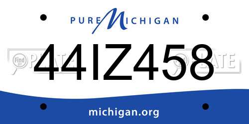 44IZ458 Michigan License Plate