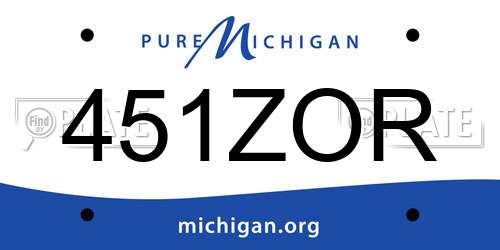 451ZOR Michigan License Plate