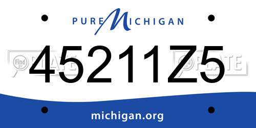 45211Z5 Michigan License Plate