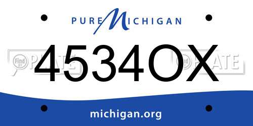 4534OX Michigan License Plate