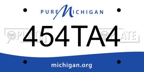 454TA4 Michigan License Plate