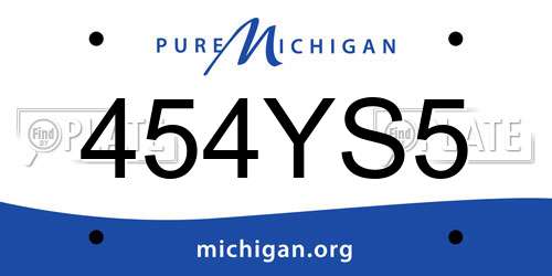 454YS5 Michigan License Plate