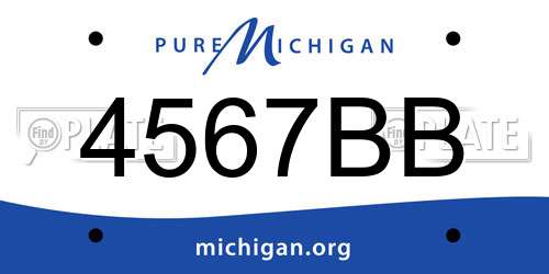 4567BB Michigan License Plate