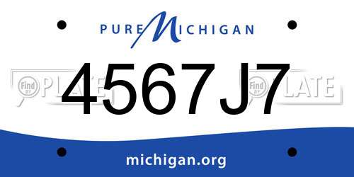 4567J7 Michigan License Plate