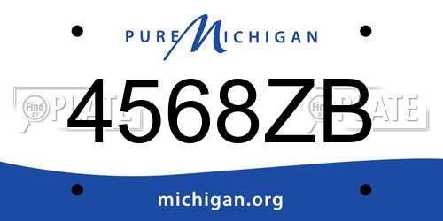 4568ZB Michigan License Plate