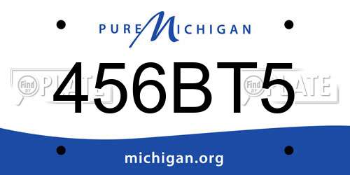456BT5 Michigan License Plate
