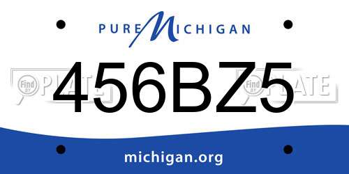 456BZ5 Michigan License Plate