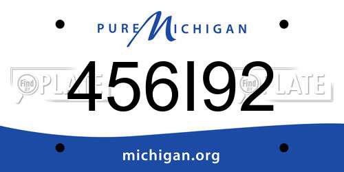 456I92 Michigan License Plate