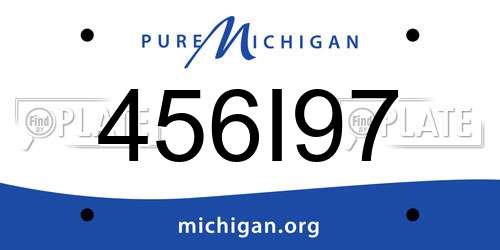 456I97 Michigan License Plate