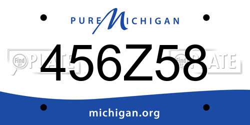 456Z58 Michigan License Plate
